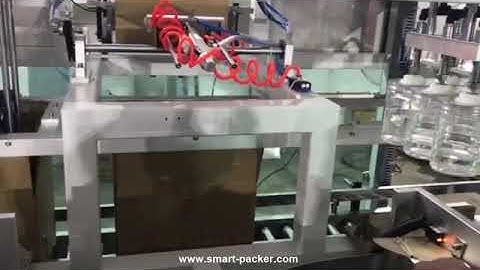 Pet bottle jar robot hands picking up type sorting feeding cartoning machine encasing line