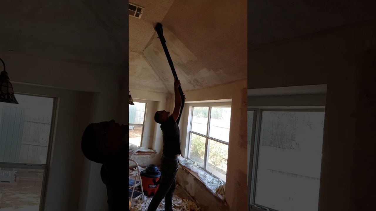 Removing Popcorn Ceiling With Shop Vac Youtube