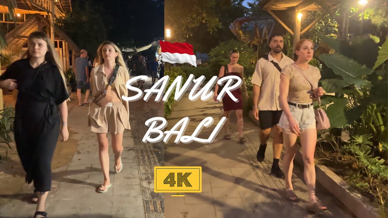 [4K] Sanur Bali Beach Walking Tour - Evening Walk From Sanur Harbour to Icon Bali Mall Beach