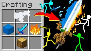 Stickman vs Minecraft WATER vs EARTH vs FIRE vs AIR in Minecraft Stick Man Fight Cartoon