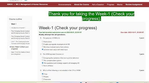 NPTEL week1 Management of Human Resources assignment answers #nptel #swayam #nptelcourseanswers