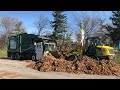 Waste Management Mack LE Garbage Truck + Tractor Vs. Massive Leaf Pile!