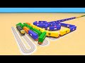 TRAIN CROSSING MULTIPLE AROUNDED CIRCLES 🔵  TRACK SHARP TURN RAILROAD RAILWORK BEANG DRIVE