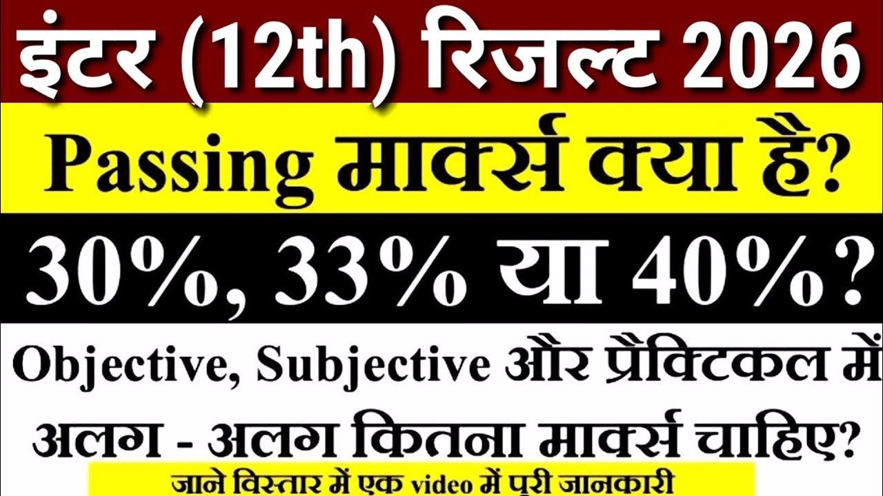 Inter - 12th Me Passing Marks kitna hota hai | Passing Marks in 12th Inter |Bihar Board inter result