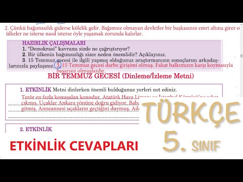 Bir Temmuz Gecesi Etkinlik Cevapları