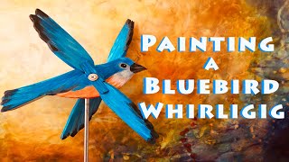 How To Paint Bird Feathers Easily / On Wooden Bluebird Whirligig