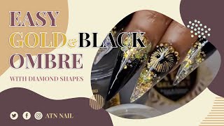 CHIA SE CACH LAM BLACK GOLD OMBRE with RHINESTONE DIAMOND SHAPES