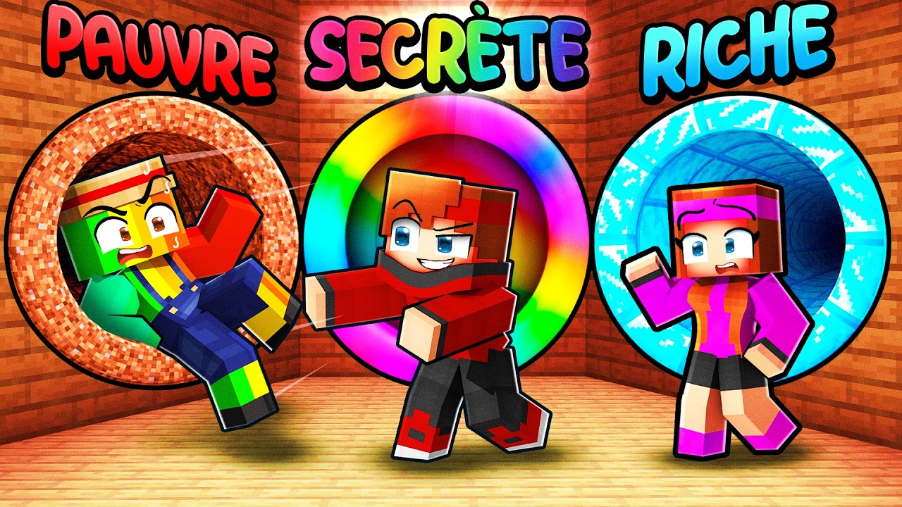 TUNNEL SECRET de PAUVRE vs RICHE sur Minecraft !