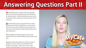 My Cafe Game Answers to Questions Part 2