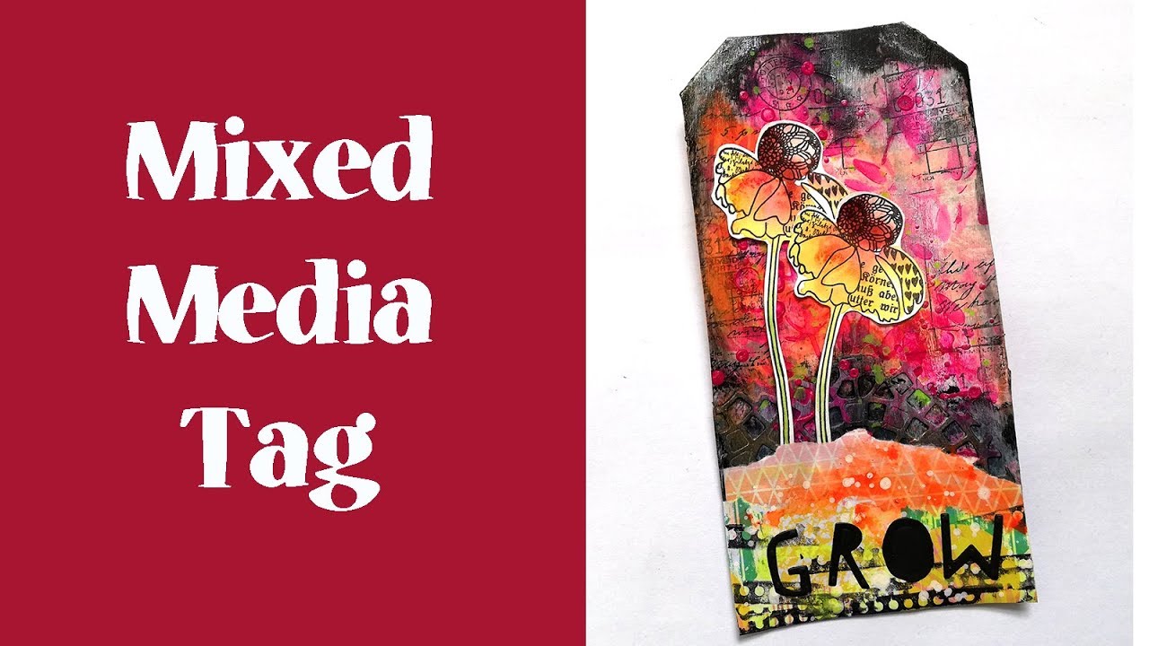 Mixed Media Tag Tutorial with Rubber Dance Doodle Flowers