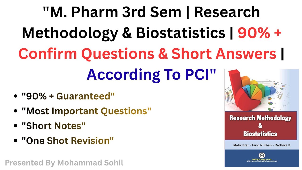M.Pharm 3rd Sem Important Questions 📢 | Research & Biostatistics | Guaranteed in Exam | 