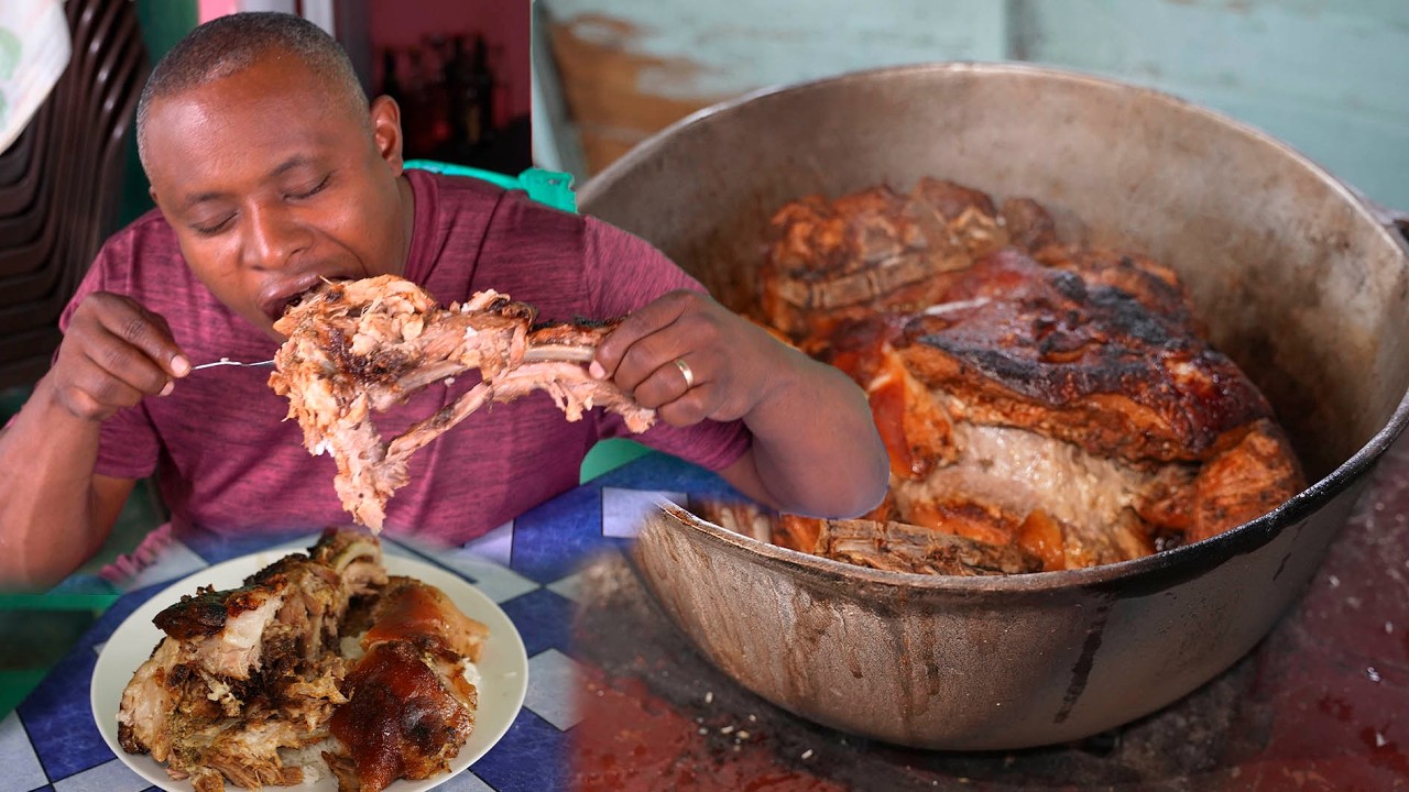 Receta de Pierna de Cerdo al Fuego, Comida de Campo Dominicana