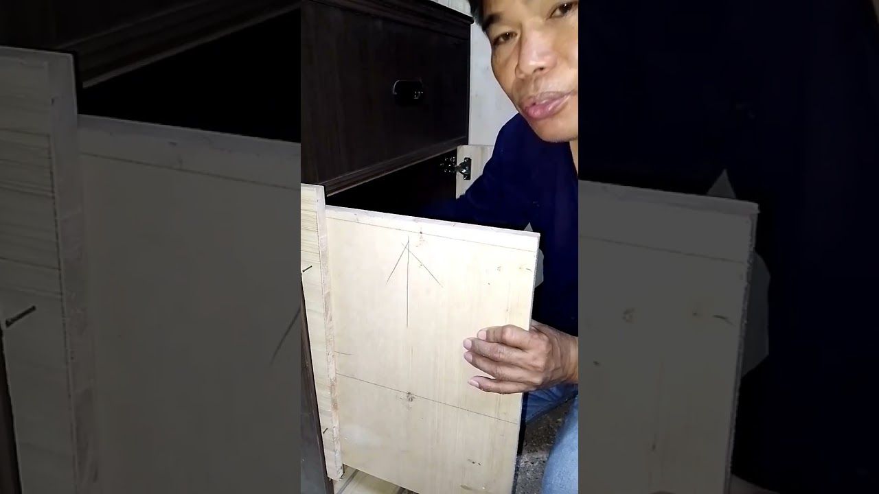 FULL VIDEO REPAIR INSTALL SHELVE W/ BASEBOARD & 2pcs door CABINET