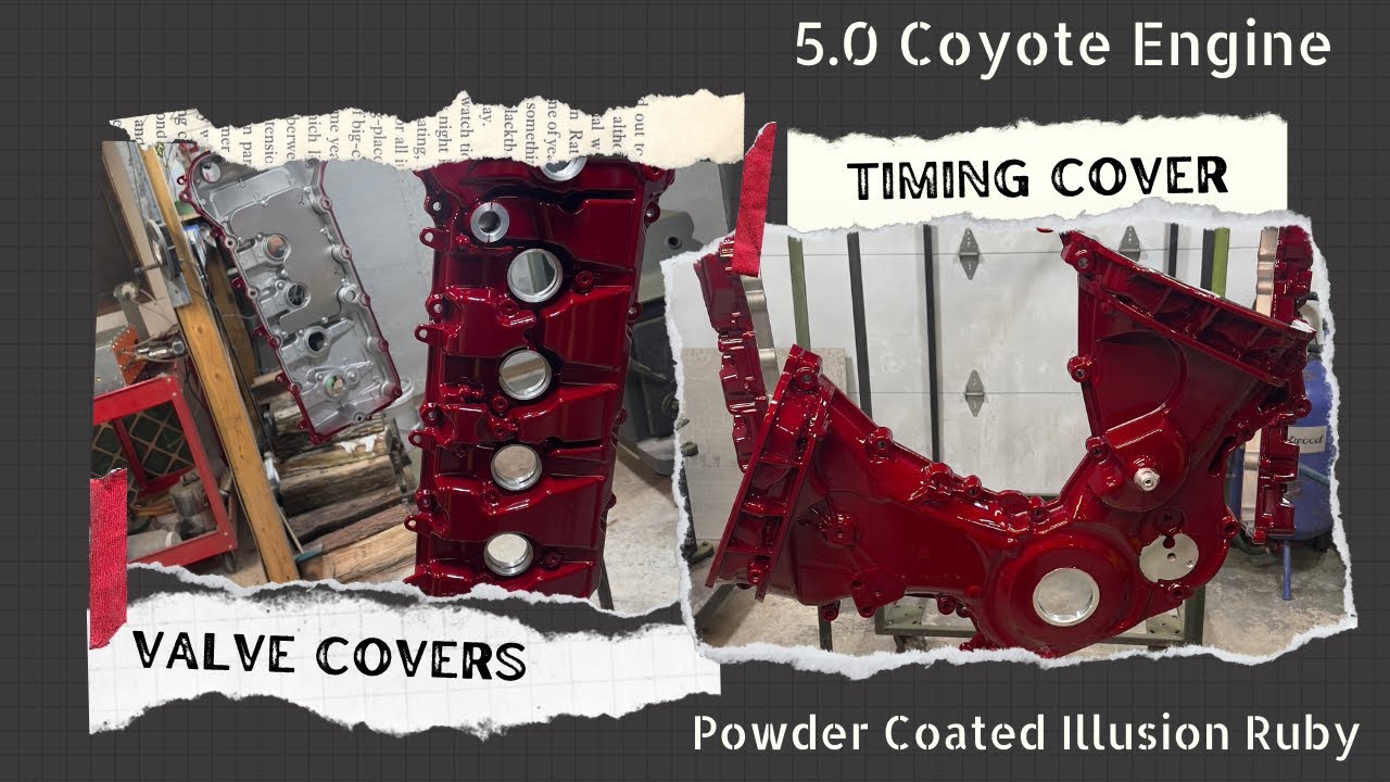 5.0 Coyote Engine Valve Covers & Timing Cover. Powder Coated Illusion