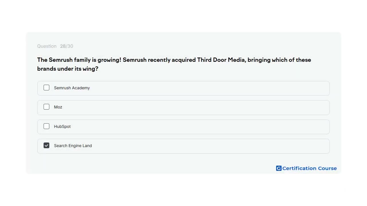 The Semrush family is growing! Semrush recently acquired Third Door Media, bringing which of these b