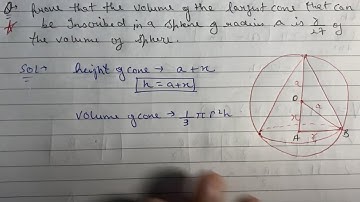Prove that the volume of the largest cone that can be inscribed in a sphere of radius R is 8/27 of..