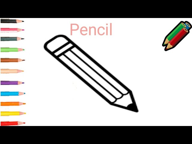 How to draw and color PENCIL for kids & toddlers 
