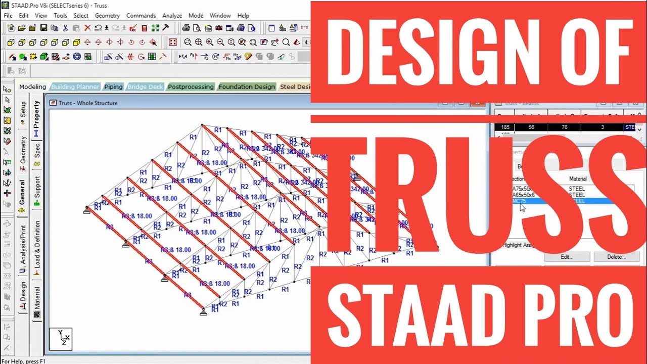 Design of Truss in STAAD PRO - YouTube