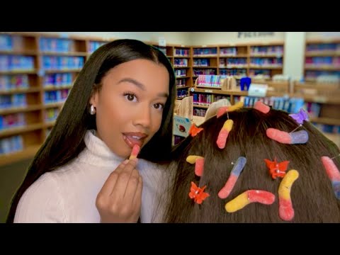 ASMR Girl Behind You in The School Library Eats The Bugs Out of Your Hair 🪲📚
