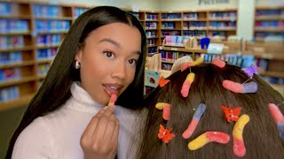 ASMR Girl Behind You in The School Library Eats The Bugs Out of Your Hair 🪲📚