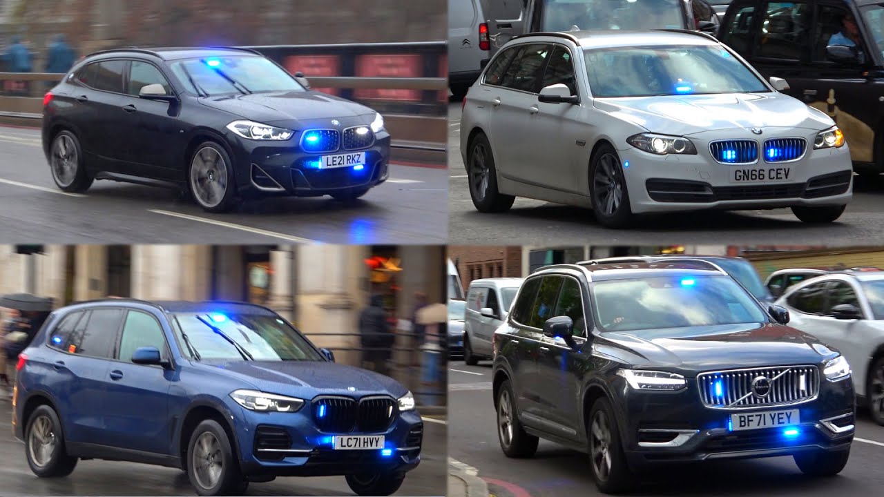 Unmarked emergency vehicles lights and sirens in London [collection]