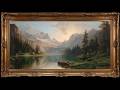 Mountain Lake • Vintage Art Screensaver (4K) • Classical Oil Painting in Ornate Gold Frame (3 hours)