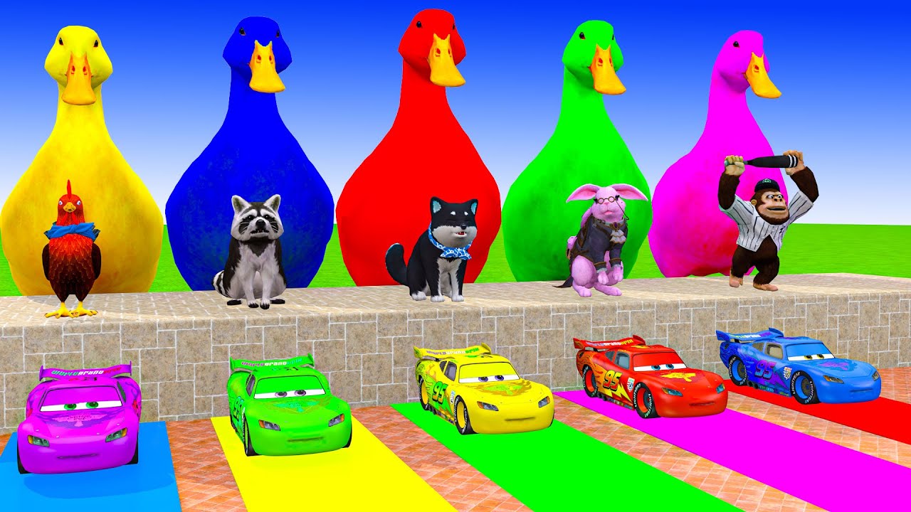 Long Slide Game With Cow Elephant Gorilla Hippopotamus Tiger 3d Animal Game Funny 3d Animals