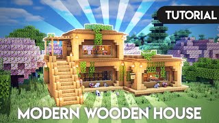 Minecraft : Modern Wooden House Tutorial | Easiest Survival Base | 1.20+ | [ Java /Bedrock / MCPE] screenshot 5