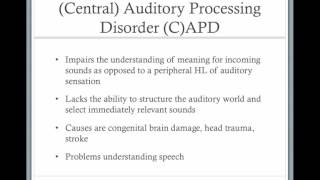 CAPD, Auditory Neuropathy Dyssnchrony