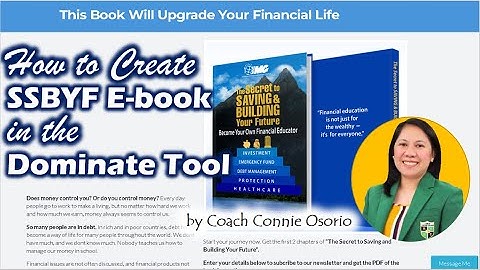 How to Create SSBYF E-Book in the Dominate Tool by Coach Connie Osorio