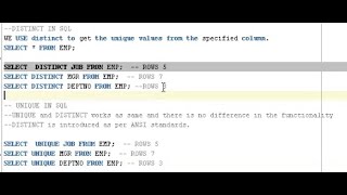 #difference #between #unique #and #distinct in #sql #oracle