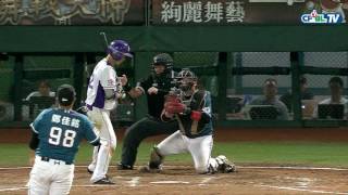 09/08 Lamigo vs 義大 七局下，鄭佳銘生涯初登板，連續解決兩名打者，結束半局