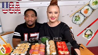 МУКБАНГ MUKBANG суши/роллы SUSHI EATING SOUND #mukbang #asmr #мукбанг #сша #молдова #америка #salmon