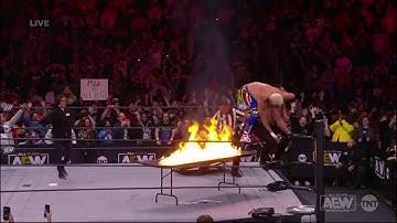 Cody Rhodes VS Andrade Ending Spot - Cody Rhodes puts Andrade through a flaming Table - AEW Dynamite