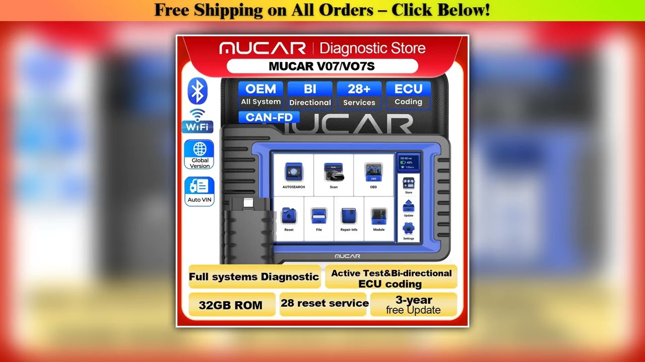 MUCAR VO7S/VO7 OBD2 Scanner Full System Diagnose 28 Reset Diagnostic Tool ECU Coding Active
