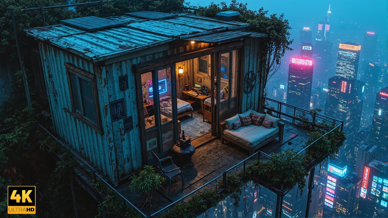 Cozy Cyberpunk Loft in the Rain 🌃 Relaxing Lo-fi Chill Beats for Study, Work & Late Night Focus