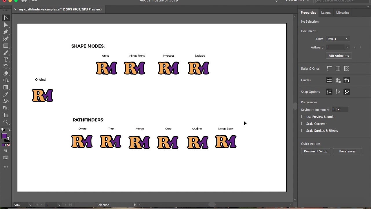 COMM 317 -- Demonstration of Illustrator Pathfinder functions for Lab 1 ...