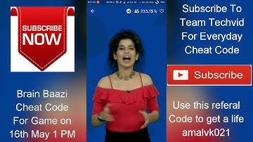 Brain Baazi Cheat Code for Game on 16th May 1 PM
