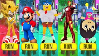 Tag with Super Sonic vs Mario Jungle run vs Spongebob vs Iron Man vs Emma and Kate Gameplay Run screenshot 4