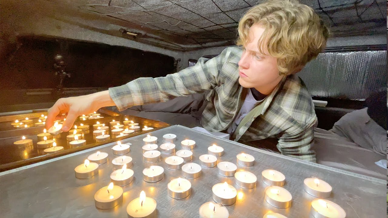 Winter Truck Camping Using Candles for Heat Rocks and Waters