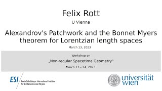 Felix Rott - Alexandrov's Patchwork and the Bonnet Myers theorem for Lorentzian length spaces