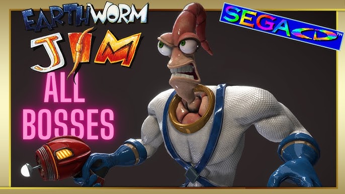 Jim Minhoca 2 final Boss Corrida desleal !! #earthwormjim #earthwormj