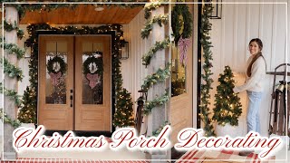 Christmas Porch Decorate with Me 🎄 Cozy Candles, Kids Books, & Craft Cart