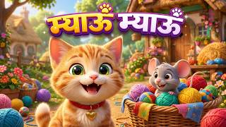 Meow Meow Billi Kerti Meow | म्याऊँ म्याऊँ बिल्ली करती म्याऊँ | Hindi Rhyme | Nursery Rhyme For Kids