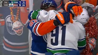 Vancouver Canucks Vs Edmonton Oilers Scrum