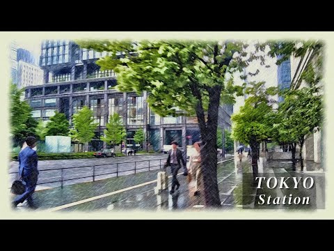 【4K Japan】Walking around Tokyo Station after the Rain ✨
