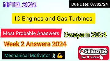 IC Engines and Gas Turbines | Week 2 Quiz | Assignment 2 Solution | NPTEL | SWAYAM 2024