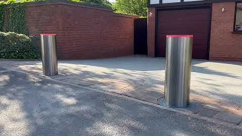 Automatic electric telescopic bollards for home entrance ~ rising and lowering with LED lights