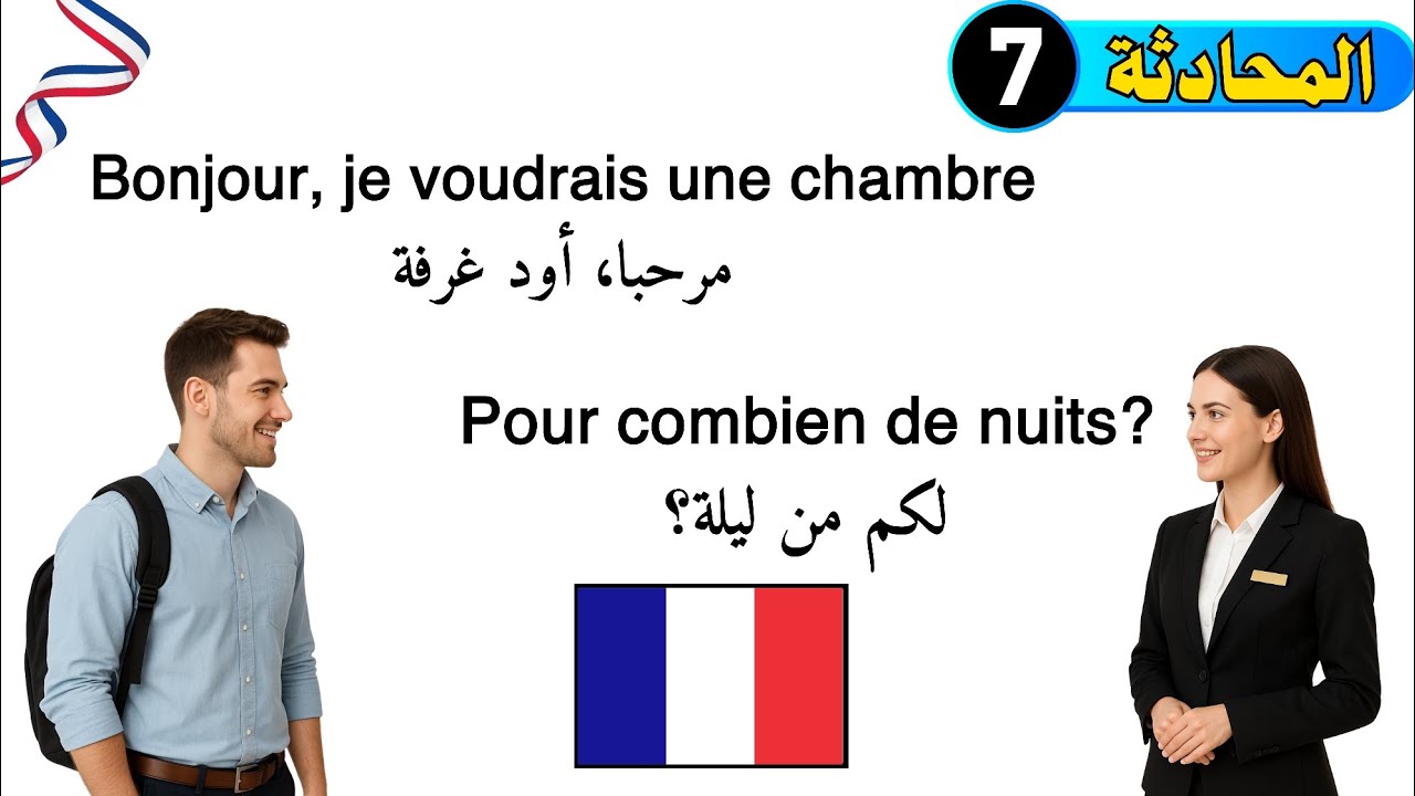 تعلم الفرنسية من خلال حوار في فندق | أسهل طريقة لتعلم الفرنسية | تعلم الفرنسية من الصفر 