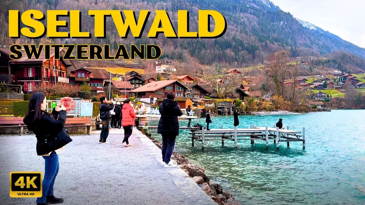 An evening in Iseltwald,  Switzerland 🇨🇭Walking Tour 4k | charming lakeside village